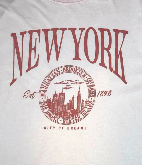 OG Babe New York Graphic Baby Tee Womens S Pink Cotton Cropped Y2K Tourist - Image 5