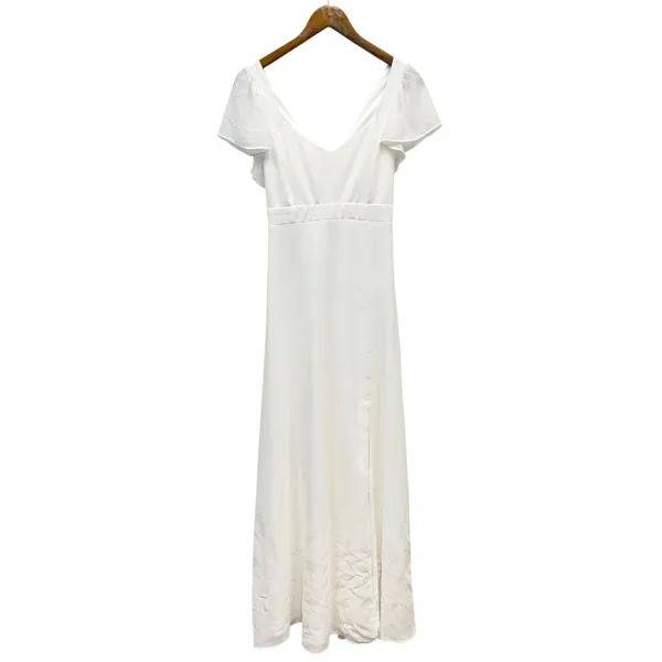 Lulus Simply Delightful White Tie-Back Flutter Sleeve Maxi Dress in White size M - Image 2