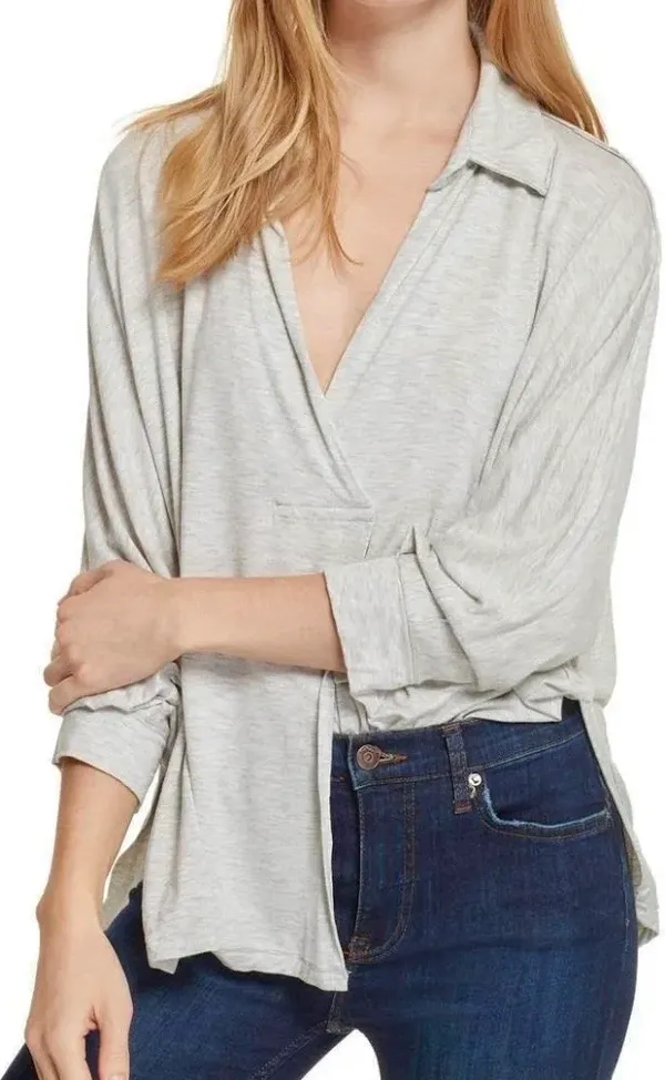 Free People Soft Grey Blouse - Image 5