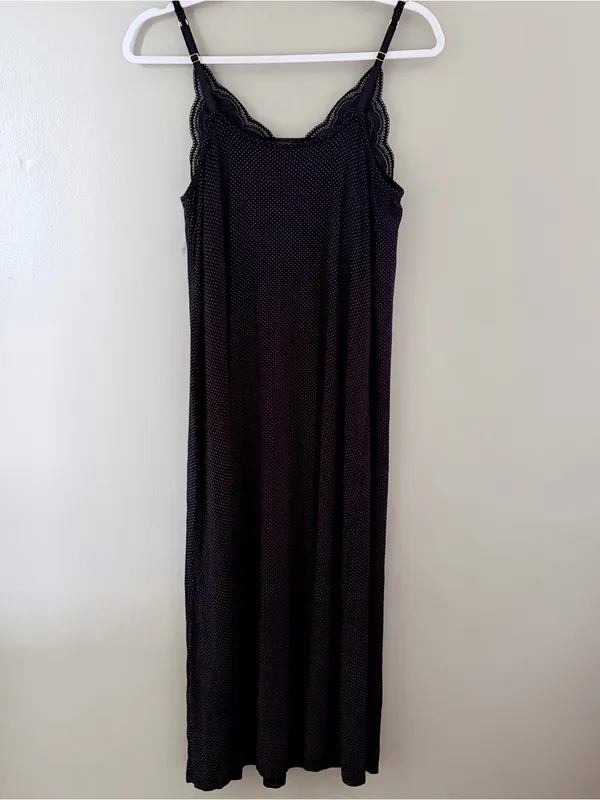 Soma Black Polka Dot Lace Trim Chemise Nightgown Size Small - Image 3