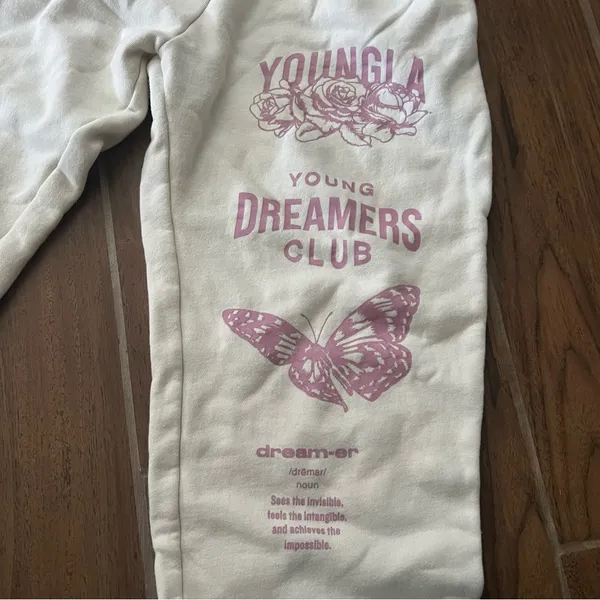 YoungLA Sweatpants Womens Small Young Dreamers Club Butterfly Joggers Graphic - Image 4