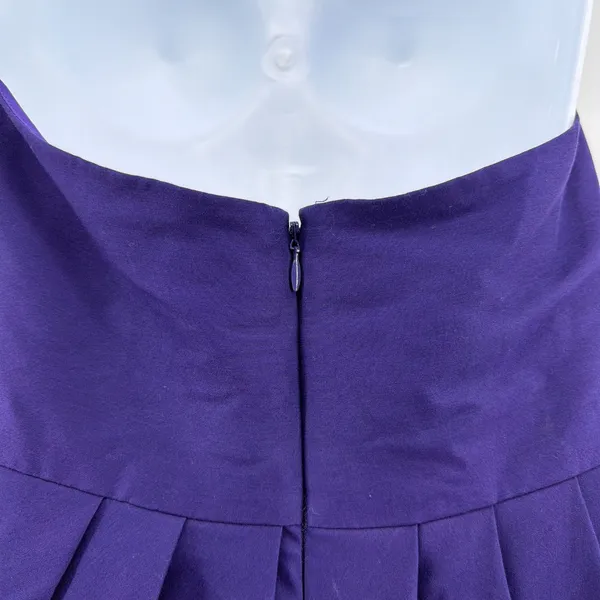 Halston Heritage Purple Cotton Silk Halter Pleated Tulip Bubble Dress Pockets 4 - Image 3