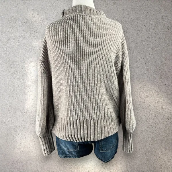 Cynthia Rowley XS Chenille Turtleneck Sweater Beige Gray Super Soft Cozy Knit - Image 2