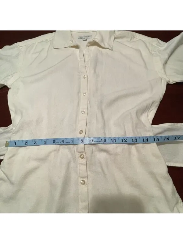 Free Assembly cream linen blend shorts romper jumpsuit belt button front Sz S - Image 9