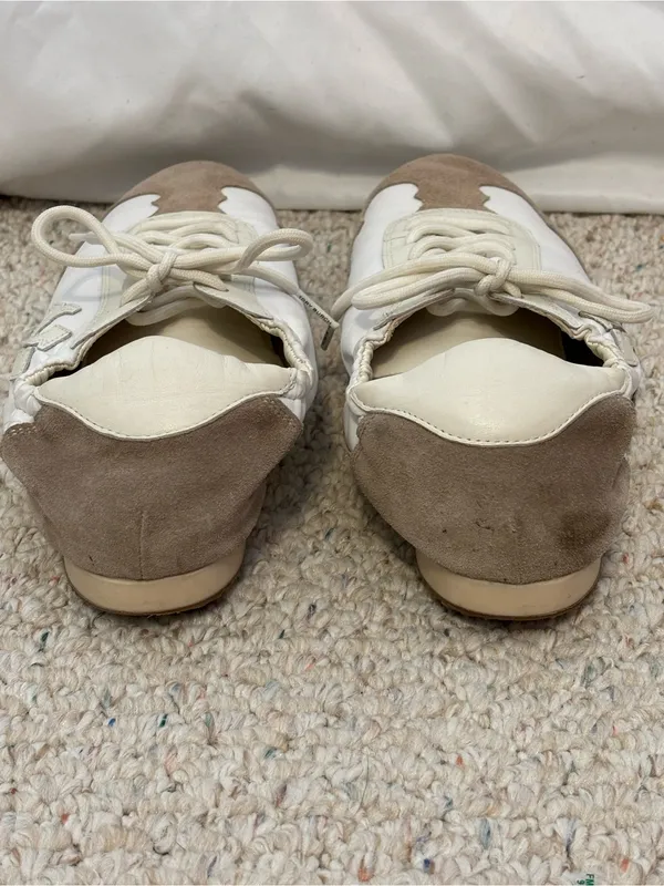 Tory Burch Leather Tory Logo Sneakers Low Tops White Ivory Cerbiatto size 10.5 - Image 7