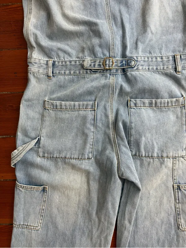 Sundance Free People x Sandrine Rose Denim Boiler Suit Utility Jumpsuit Sz M 🧡🍄 - Image 11