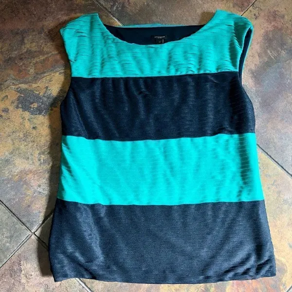 Ann Taylor Green Navy Dress Sleeveless Tank Medium - Image 2