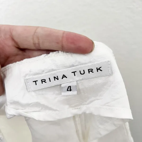 [Trina Turk] Cece White Lace Eyelet Scalloped Hem Mid Rise Shorts Bridal Size 4 - Image 10
