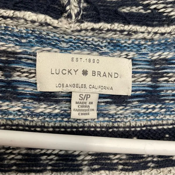 LUCKY BRAND Aztec Open Cardigan Tribal 3rd Piece Multi Navy Blue Boho Duster S - Image 8
