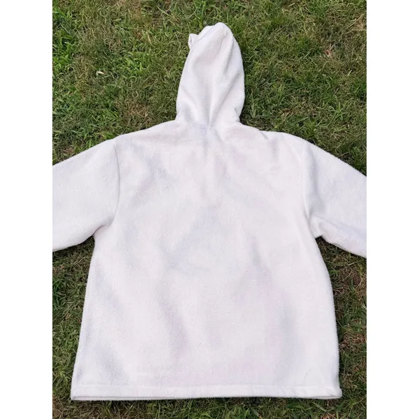 Disney Eeyore Womens Medium Cream Fleece 1/4 Zip Hoodie Winnie the Pooh Pullover - Image 10