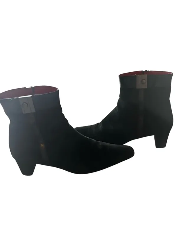 Coach Hillary‎ Black Suede Ankle Boots Block Heel Made in Italy Size 8.5 B - Image 3
