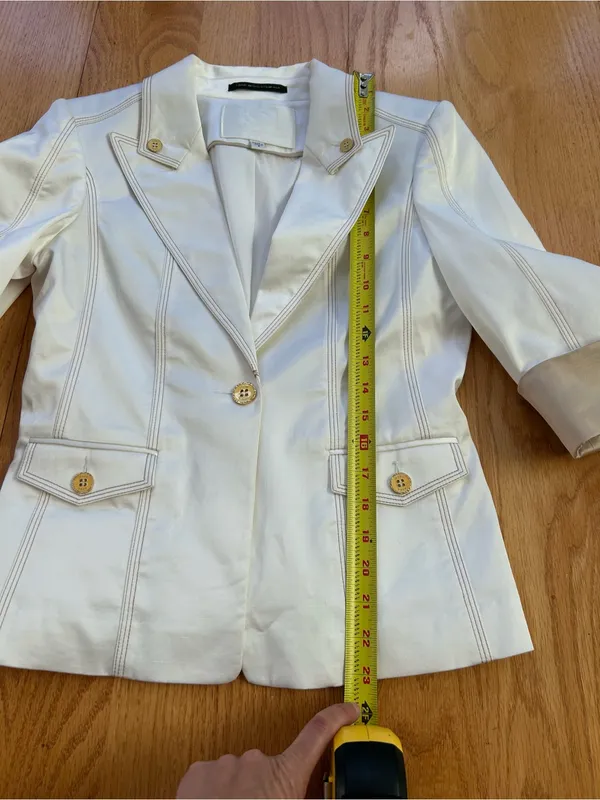Bebe Collection Y2K Skirt Suit Set White Satin Blazer 8 Pencil Skirt 4 Italy - Image 11