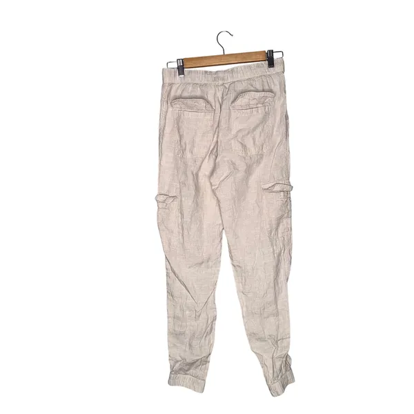 Nicole Miller Joggers Womens Small Beige Excellent 100% Linen‎ Cargo Pants - Image 4