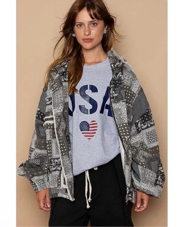POL Black Multi Hooded Patchwork Jacket - Image 4