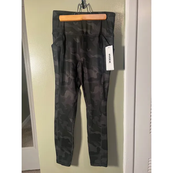RBX Womens Size Small Full Length Legging Black Gray Camo Side Pockets High Rise - Image 5