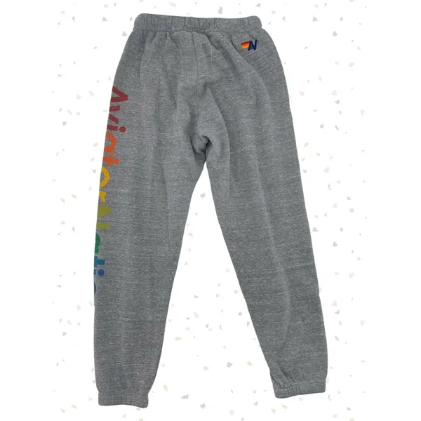 Aviator Nation Gray Rainbow Spellout Logo Sweatpants Casual Lounge Sweat Size XS - Image 2
