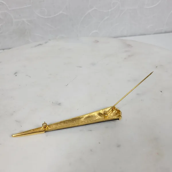 Monet Vintage Enamel Brooch Pin Black Gold Tone Art Deco Statement Jewelry - Image 12