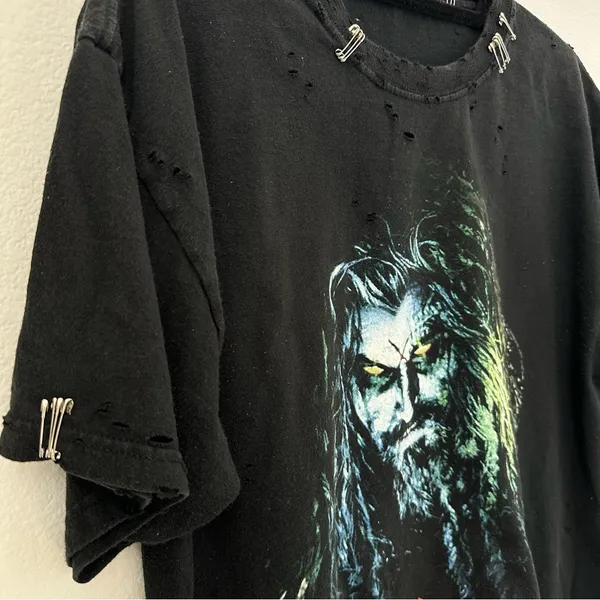 Rob Zombie Heavy Metal Destroyed Safety Pin Tee - Image 3