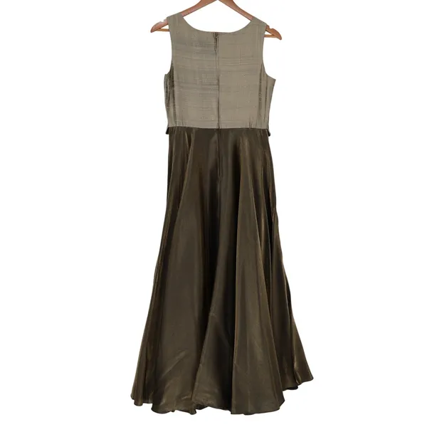 Gloria Vintage Silk Basque Maxi Dress‎ Gown Size S Green Regency Renaissance 90s - Image 5