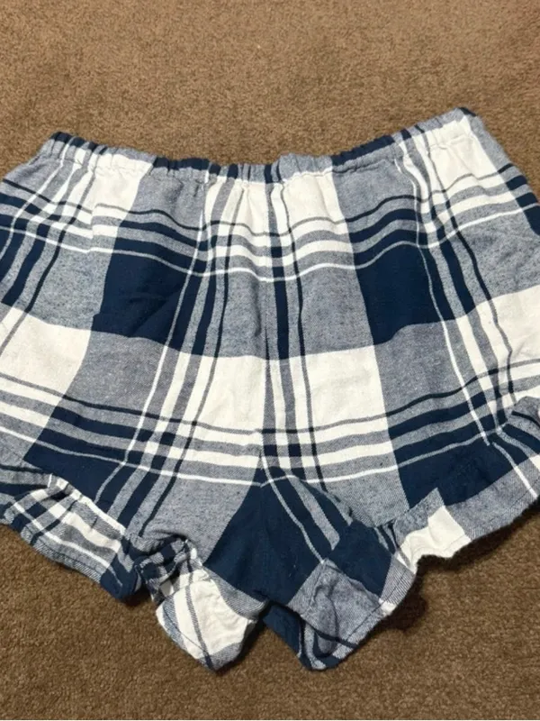 J. Crew Navy and White Plaid Women's Lounge Shorts - Image 3