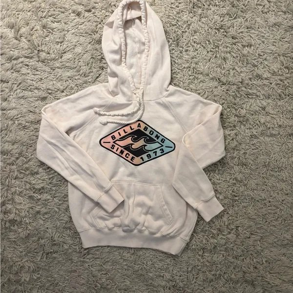 Billabong Off-White Hoodie with Logo Size S/P - Image 7