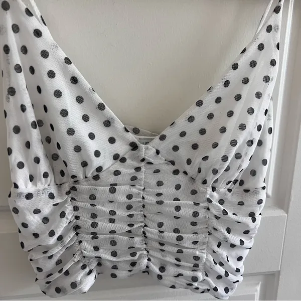 Urban Outfitters Black and White Polka Dot Camisole - Image 2