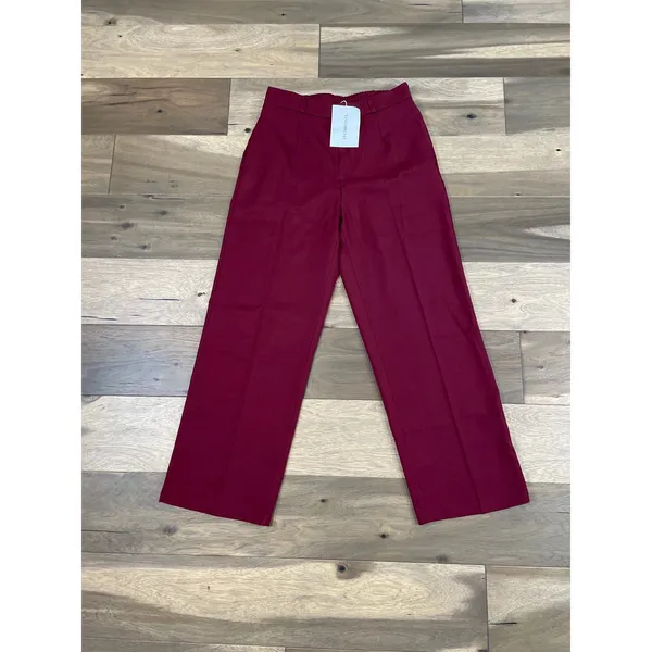 Youzimeiyi Pants Size L Maroon High Waist Wide Leg Stretch Trouser Dressy NWT - Image 2