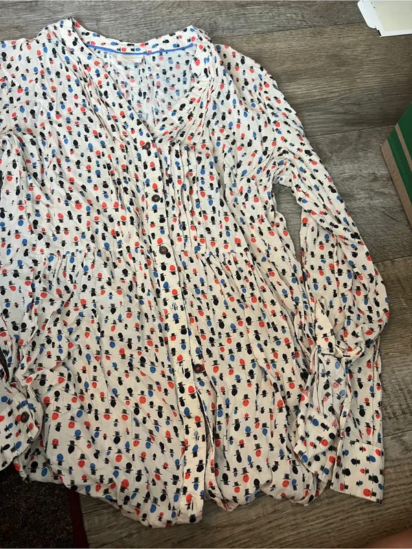 Maeve Anthropologie Printed Pintuck Tunic Blouse Boho Peasant Top US 10 - Image 11