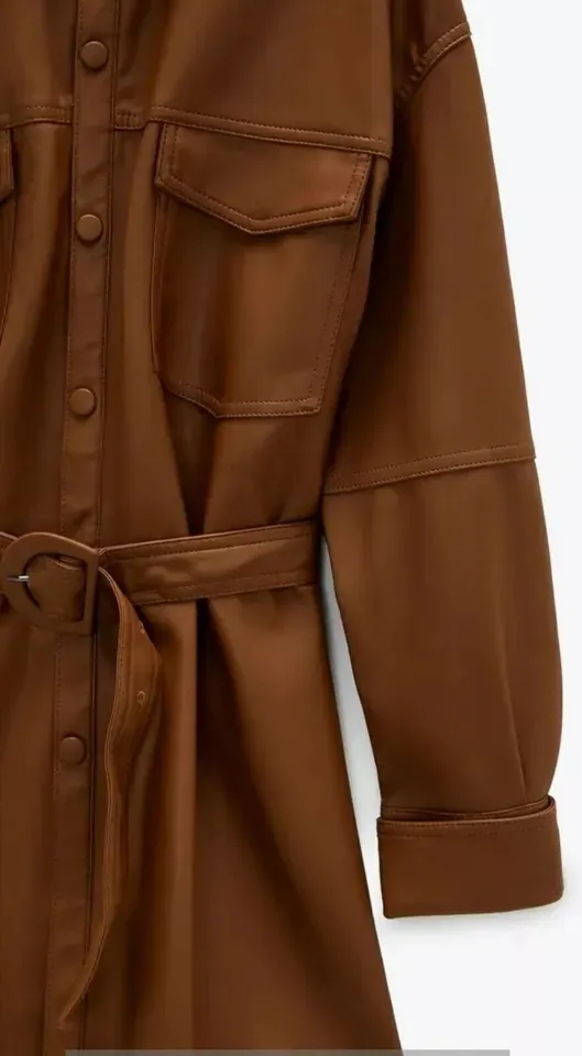 Zara Faux Leather Shirt Jacket - Image 5