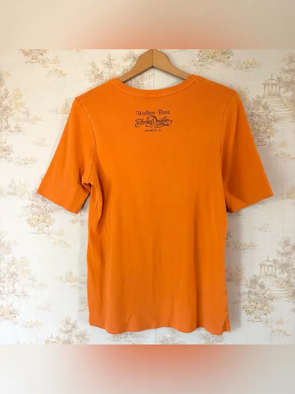 Y2K Harley-Davidson Walter Bros Peoria Tribal Flame Biker Baby Tee XL - Image 5