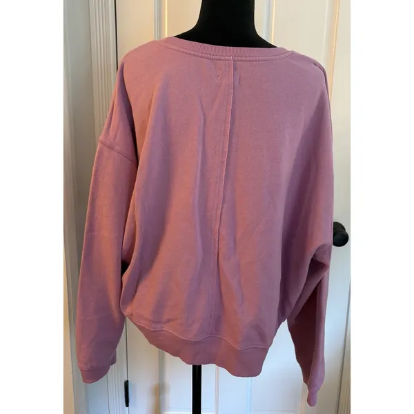 Pilcro Crewneck Sweatshirt Amour/Red Heart Embroidery Pink Sz. Medium Anthro NEW - Image 2