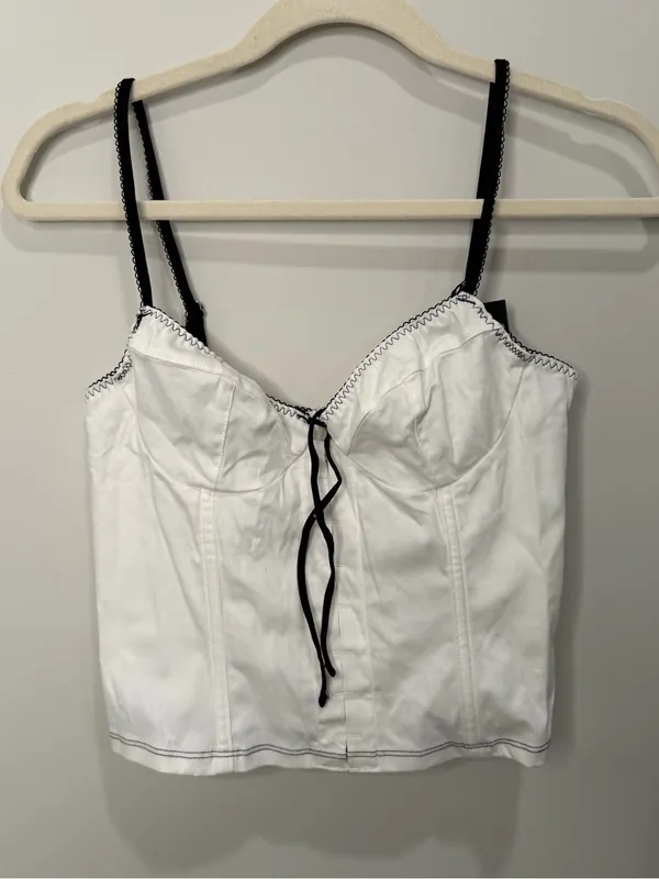 White Fox Boutique Man Down White Corset Bustier Crop Top WFTOP671-1-M NWT M - Image 2