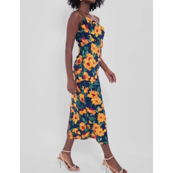 NEW Tuckernuck Hyacinth House Navy Marigold Floral Ruffle Margot Dress Size XXS - Image 2
