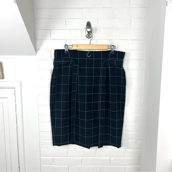 Liz Claiborne Career Black Windowpane Tie Waist Skirt Size 14 - Image 2