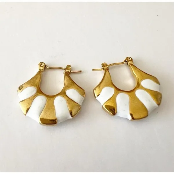 Gold Plated Stunning Egyptian Style Hoop Earrings stainless steel womens jewelry - Image 2