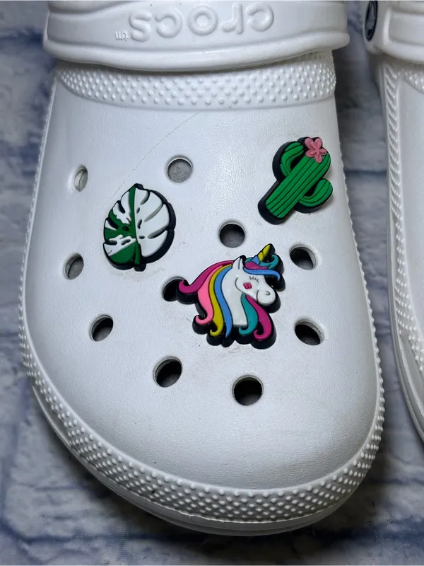 CROCS Classic Lined Clogs Shoes M 8 /W 10 White Fleece Slip On With Jibbitzs - Image 3