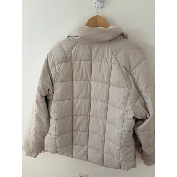 YPB Your Personal Best Cream Quilted Puffer Jacket Side Zip Vents Large - Image 3