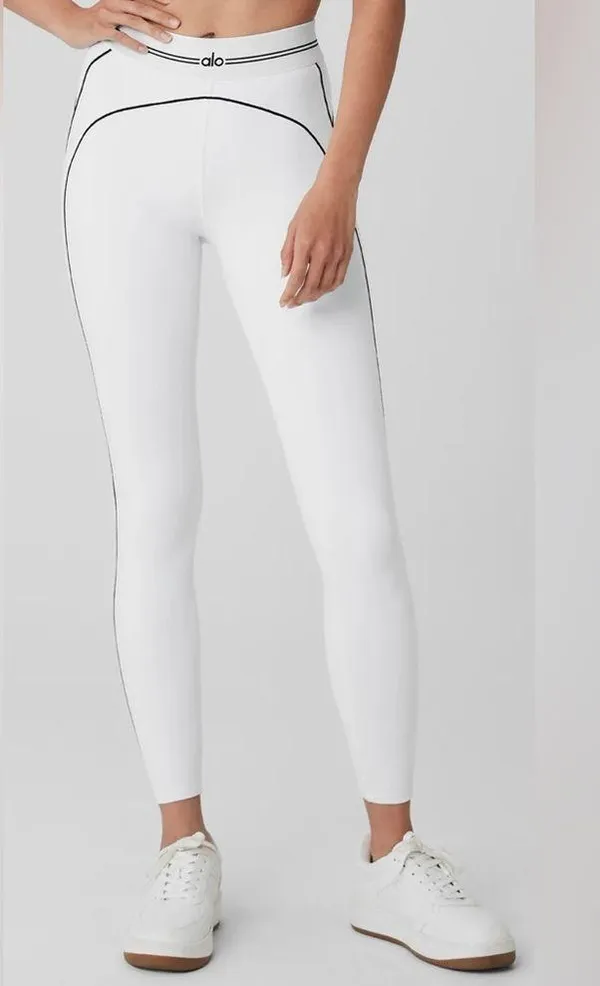 NEW Alo Yoga Airbrush High Waisted Heart Throb White/Black Legging Size L - Image 2