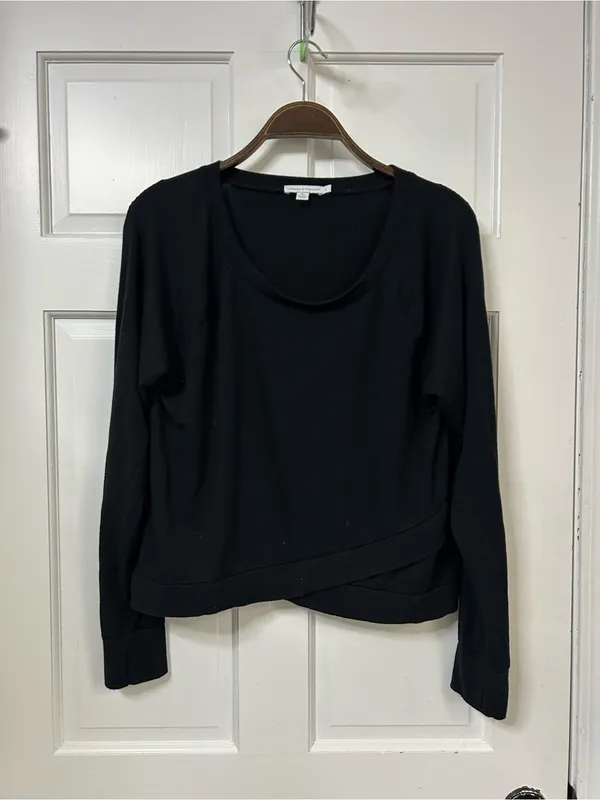 Threads 4 Thought Black Scoop-Neck Crossover Hem Pullover - Image 2