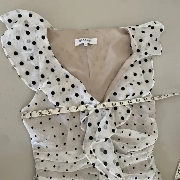 Elliatt Black White Polka Dot Dorothy Ruffled Tiered Flounce Mini Dress Small - Image 4