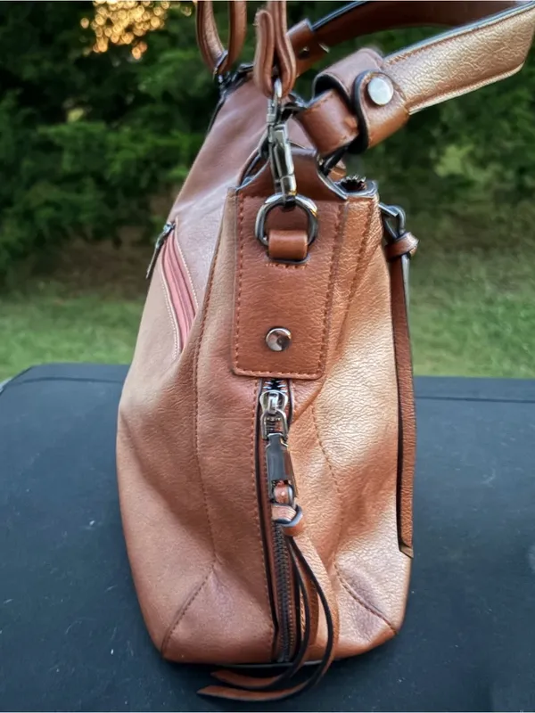 Realer Brown Faux Leather Hobo Bag Convertible Crossbody & Shoulder Purse - Image 6