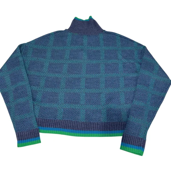 Nordstrom‎ BP Relaxed Polo Blue Teal Green Plaid Pullover Sweater XL Acrylic - Image 3