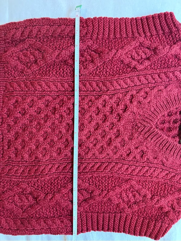 Aran Sweater Market XS Merino Wool Cable Knit Sweater Vest Red Ireland - Image 6