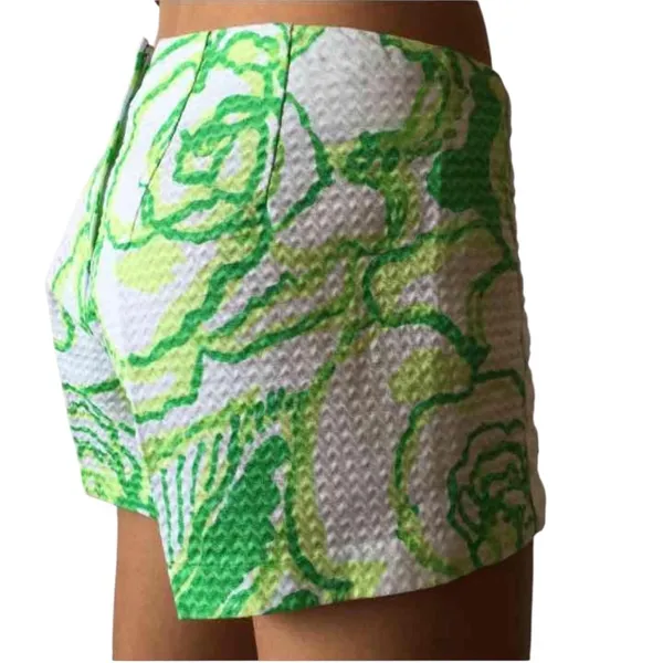 Lilly Pulitzer Liza Resort White Green Heartbreakers Shorts 000 - Image 3