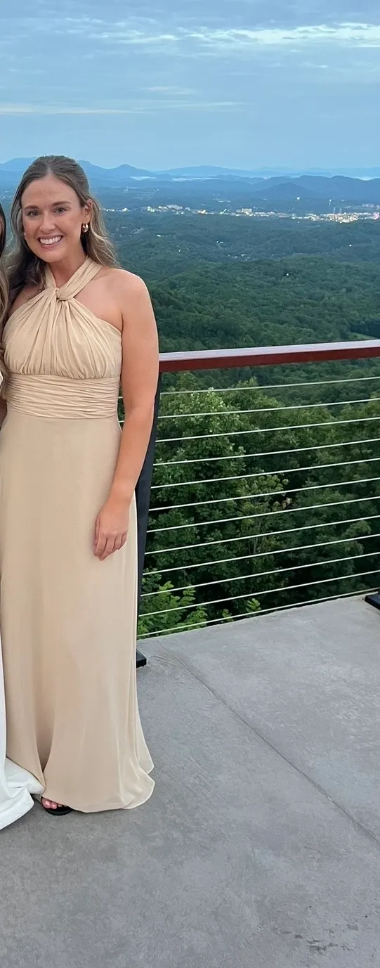 Azazie Fifi Dress in Champagne Chiffon - Image 4