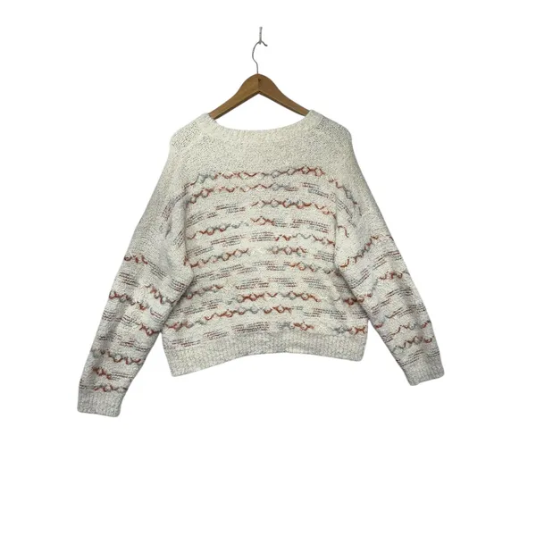 Altar'd State‎ Knit Geometric Pullover Cream Cozy Textured Relaxed Sweater L - Image 6
