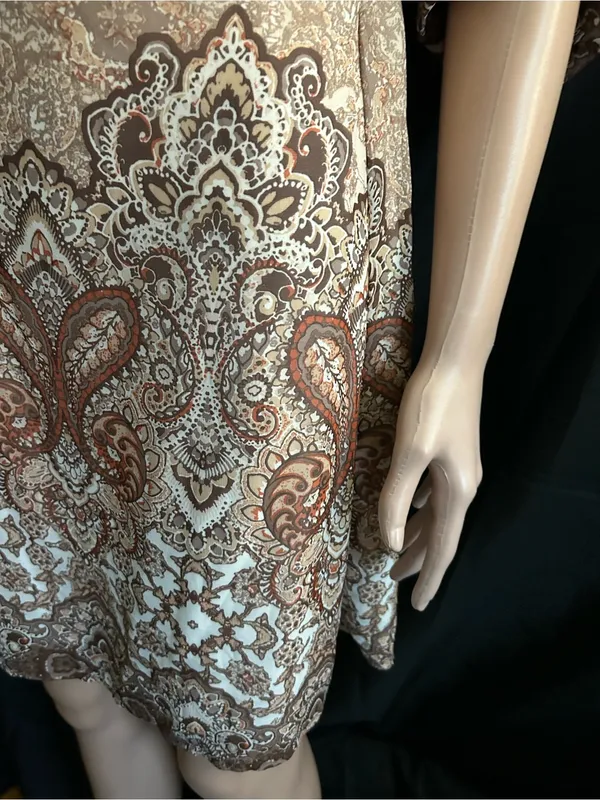 Wrangler Off-Shoulder Paisley Print Dress in Beige & Brown SM NWT - Image 4