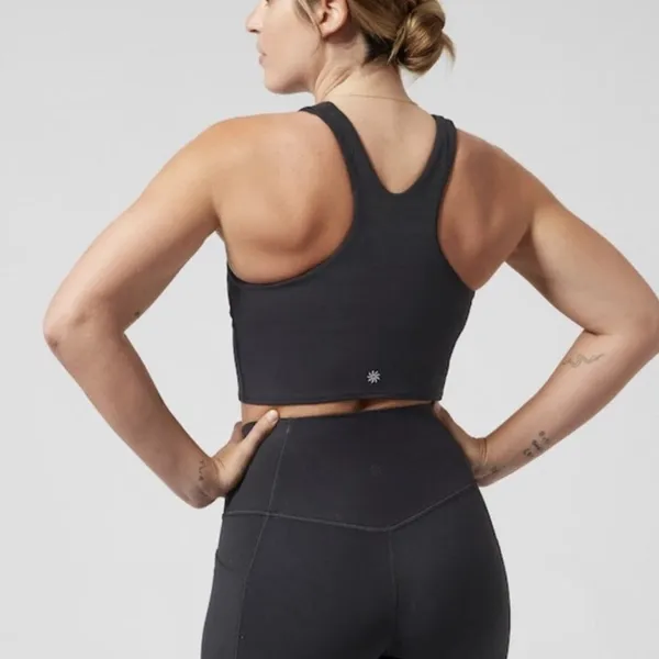 ATHLETA Conscious Crop Top‎ M Powervita A-C Cup Black Sport Bra Tank - Image 5