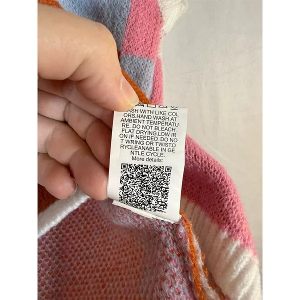 Womens Knit Sweater Vest Size S Colorblock Checkered Pink Blue Rust Cream - Image 7