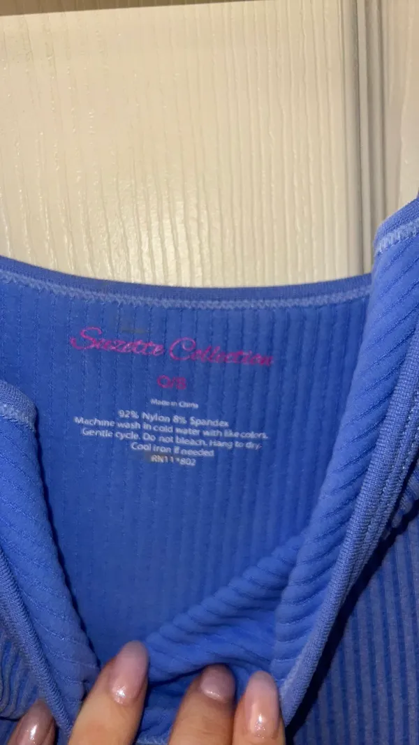Blue V Neck Crop Top - Image 2
